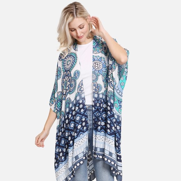 P/S Floral Print·Kimono·Wrap·Swimsuit Cover·Bikini Coverup·In/Out Door·ComfyLuxe - Picture 2 of 3